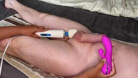 Destroying a fan's cock with intense vibrators until explosion. Dare to be next?
