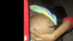 Natural Tits Babe Fucks Doggystyle Outdoors At Night!