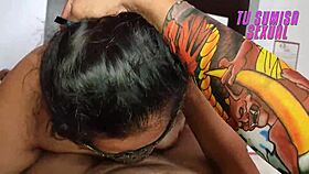 Feeling every slurp while sucking my padrino with tasty sounds.