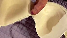 Creamy Cum Blast on Padded Bra After Intense Wanking