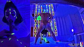 Neon Rave Goddess Anne Bonny Takes Hard Glowing Cock at Party