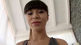 jizzy mouthed booty slut gets anal in gym threesome