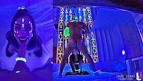 Neon Rave Goddess Anne Bonny Takes Hard Glowing Cock at Party