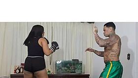 Nicoly Mattos EATS her STUDENT in BOXING class, tattooed and amateur.