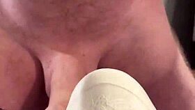 Creamy Cum Blast on Padded Bra After Intense Wanking