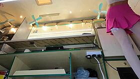 Teen Flashes Ass in Stockings at Work