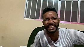 Brazilian redhead team prepares for intense interracial scenes with three black guys