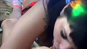 asian milf in lingerie gives a sweet blowjob