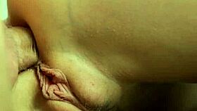 Hey, that petite brunette teen is blowing big cocks in a threesome