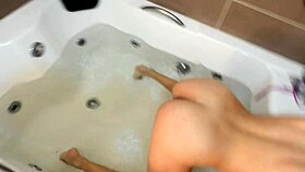 colombian babe in bikini pleasures herself in the bath