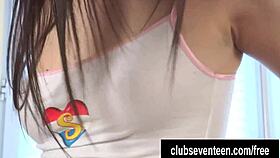 Perky teen Lou fucks dildo.