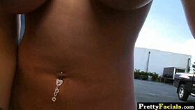 hot brunette facial kitty bella says, Take this cum on my face.