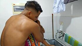 my stepsister asks for something tasty in exchange for washing my clothes, and i suck her pussy