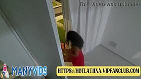 Mi Prima Receives Delivery Guy in Towel, Shows Tits on Halloween in Medellin Colombia - Diana Curly Lauren Latina