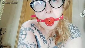 Curvy amateur GAGS on saliva during homemade FETISH play
