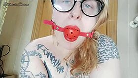 Curvy amateur GAGS on saliva during homemade FETISH play