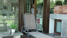 Mia sollis enjoys a relaxing sun bath