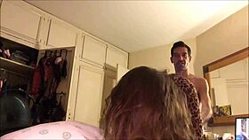 sexy blonde in heels and stockings masturbates