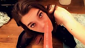 Tranny Sucks Cock on Her Knees Eagerly