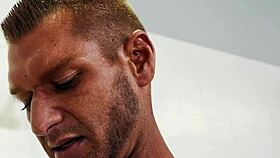 gay ass hole anal oil fisting with black and white studs