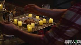 blonde milf jerks off with big tits in reality hardcore new year fun