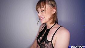 brunette top model gets her tits sucked and pussy fucked in doggystyle and missionary pov.