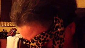 Masked mature woman excitedly sucks off her husband in provocative costume play!