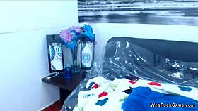 Watch this natural big tits Latina toy herself on webcam?