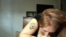 Blonde bbw sucks and swallows cum