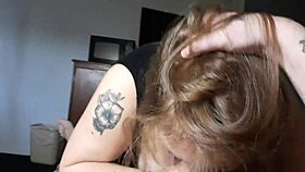 Blonde bbw sucks and swallows cum