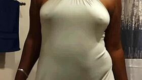 Ebony solo babe fingers her pussy hard, leading to a sloppy squirt orgasm.