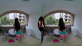 vrlatina's huge breast latina in first vr porn scene