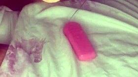 dildo pussy and anal ride till creampie. watch her moan as she takes it deep in both holes.