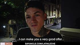 Sexy tattooed boy spreads his butt for money in this POV scene