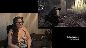 Naked Brunette With Tattoo And Piercing Plays Evil Within Part 12
