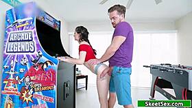 Petite Girlfriend Sucks Huge Monster Cock Deepthroat. Handjob and Fucking Follow in Oral Masturbation.