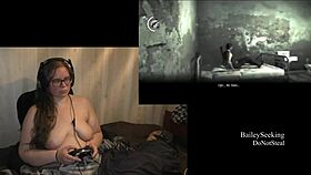 Naked Brunette With Tattoo And Piercing Plays Evil Within Part 12