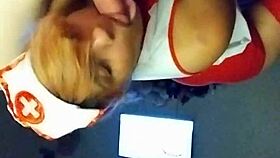 young latina wife sucks husband's nurse cosplay!