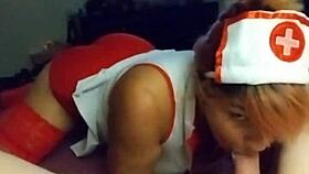 young latina wife sucks husband's nurse cosplay!