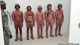 these horny troops dive into hardcore gay action, fucking wildly in the barracks