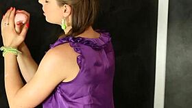 Bukkake loving classy Eurobabe sucking cock at the gloryhole with heels on