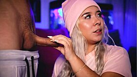 Horny Blonde Lures Neighbor For Webcam Deepthroat Broadcast