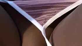 Ebony milf takes big white cock cumshot