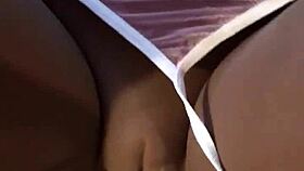 Ebony milf takes big white cock cumshot