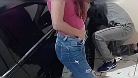 naughty employee fixes hot girl's car in workshop 😏
