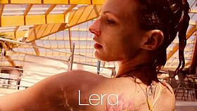 floating babe skinny-dipping in pool naked