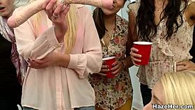 These college lesbians suck dildos in the dorm with toys.