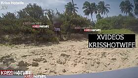 Cuckold husband watches Kriss Hotwife fucked on public beach by Baiano director, risking exposure.