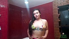 Ed junior enjoys a relaxing session with agatha by the pool