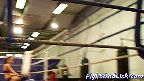 Pretty babe DOMINATES in lesbian wrestling match